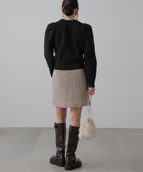 FREE'S MART(フリーズマート)の「◆【3サイズ展開XS-M】ラップ風ツイードミニスカート【低身長サイズ有】(スカート・レディース・ベージュ/ブラック・MEDIUM/SMALL/X-SMALL)」の13枚目の写真