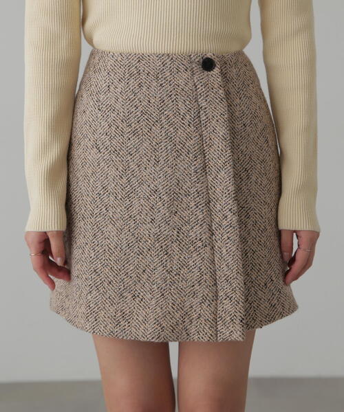 FREE'S MART(フリーズマート)の「◆【3サイズ展開XS-M】ラップ風ツイードミニスカート【低身長サイズ有】(スカート・レディース・ベージュ/ブラック・MEDIUM/SMALL/X-SMALL)」の12枚目の写真