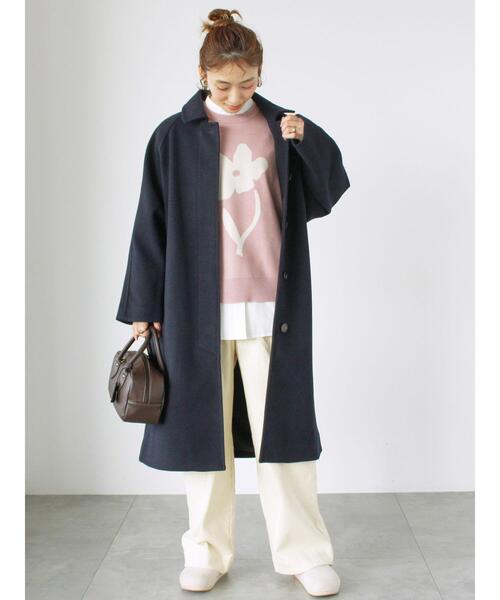 Lugnoncure(ルノンキュール)の「ウールライクステンカラーコート(その他アウター・レディース・レッド/ブラウン/ネイビー・F)」の2枚目の写真