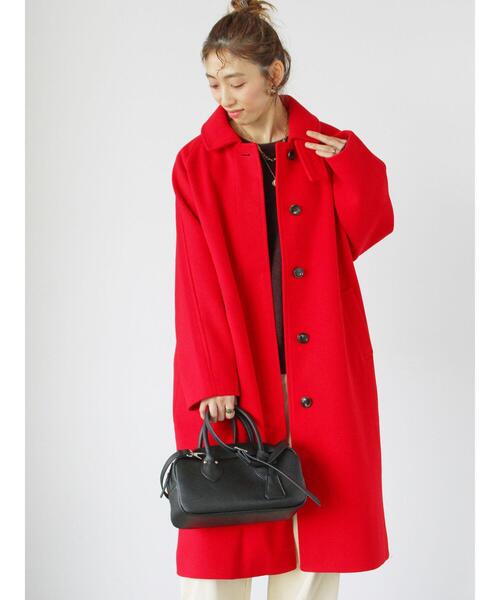 Lugnoncure(ルノンキュール)の「ウールライクステンカラーコート(その他アウター・レディース・レッド/ブラウン/ネイビー・F)」の3枚目の写真