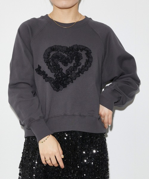 Firsthand(ファーストハンド)の「Firsthand/ファーストハンド オーガニックコットン レースコード刺繍スウェット(スウェット・レディース・グレー/チャコールグレー・FREE)」の2枚目の写真