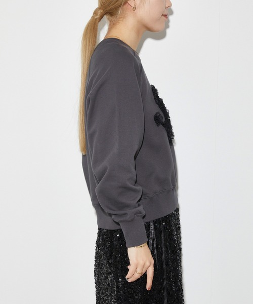 Firsthand(ファーストハンド)の「Firsthand/ファーストハンド オーガニックコットン レースコード刺繍スウェット(スウェット・レディース・グレー/チャコールグレー・FREE)」の8枚目の写真