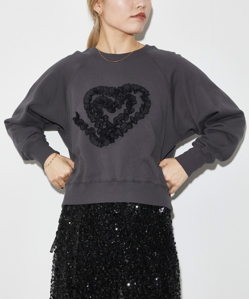 Firsthand(ファーストハンド)の「Firsthand/ファーストハンド オーガニックコットン レースコード刺繍スウェット(スウェット・レディース・グレー/チャコールグレー・FREE)」の4枚目の写真