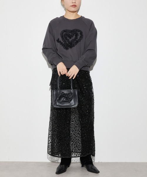 Firsthand(ファーストハンド)の「Firsthand/ファーストハンド オーガニックコットン レースコード刺繍スウェット(スウェット・レディース・グレー/チャコールグレー・FREE)」の9枚目の写真