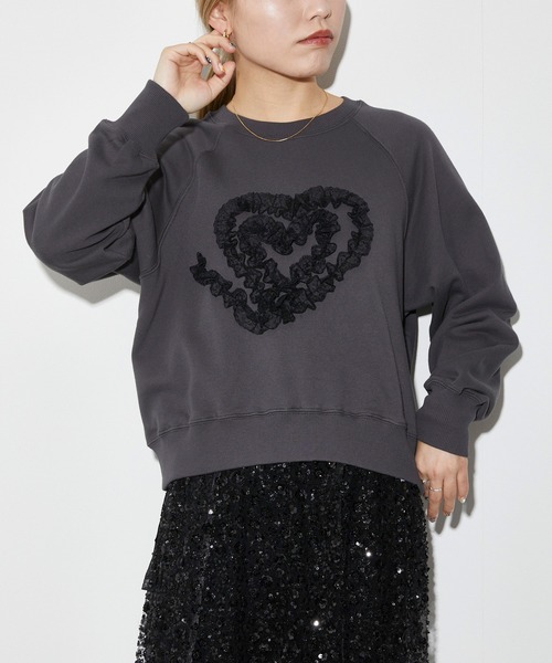 Firsthand(ファーストハンド)の「Firsthand/ファーストハンド オーガニックコットン レースコード刺繍スウェット(スウェット・レディース・グレー/チャコールグレー・FREE)」の3枚目の写真