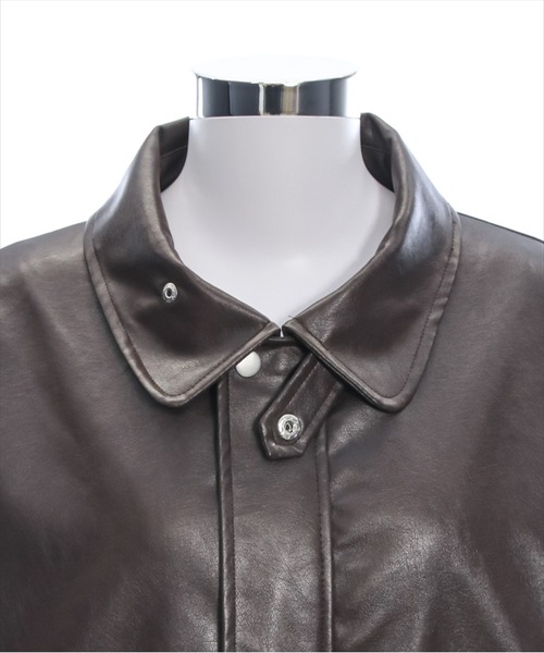 clear（クリア）の「アンティークレザーロング丈ブルゾン[ヴィンテージ フェイクレザー 華奢見え] ≪2025SS新作≫（その他アウター・レディース・ブラック/ブラウン/ライトベージュ・F）」の14枚目の写真