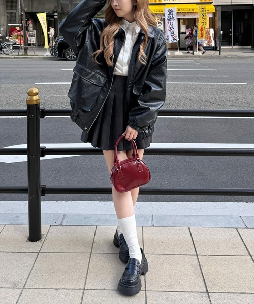 clear（クリア）の「アンティークレザーロング丈ブルゾン[ヴィンテージ フェイクレザー 華奢見え] ≪2025SS新作≫（その他アウター・レディース・ブラック/ブラウン/ライトベージュ・F）」の6枚目の写真