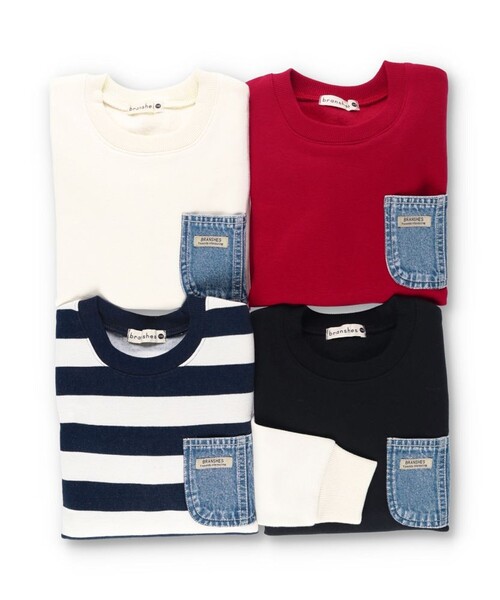 BRANSHES(ブランシェス)の「【あったか/デニムポケット付き】裏起毛トレーナー(スウェット・キッズ・レッド/カラフル/アイボリー/その他・90/80/120/130/150/160/140/110/100)」の11枚目の写真