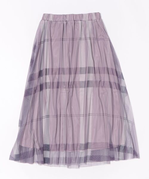Grand PARK（グランドパーク）の「チュールチェックプリントスカート（スカート・レディース・ブラック/アイボリー/ネイビー/カーキ/グレー/ラベンダー・FREE）」の6枚目の写真