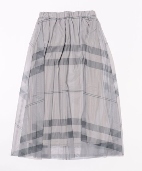 Grand PARK（グランドパーク）の「チュールチェックプリントスカート（スカート・レディース・ブラック/アイボリー/ネイビー/カーキ/グレー/ラベンダー・FREE）」の3枚目の写真