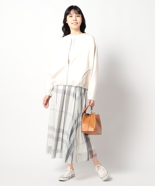 Grand PARK（グランドパーク）の「チュールチェックプリントスカート（スカート・レディース・ブラック/アイボリー/ネイビー/カーキ/グレー/ラベンダー・FREE）」の7枚目の写真