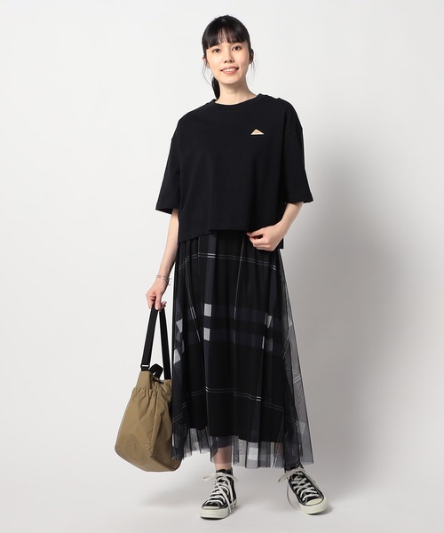 Grand PARK（グランドパーク）の「チュールチェックプリントスカート（スカート・レディース・ブラック/アイボリー/ネイビー/カーキ/グレー/ラベンダー・FREE）」の11枚目の写真