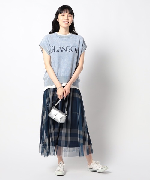 Grand PARK（グランドパーク）の「チュールチェックプリントスカート（スカート・レディース・ブラック/アイボリー/ネイビー/カーキ/グレー/ラベンダー・FREE）」の12枚目の写真