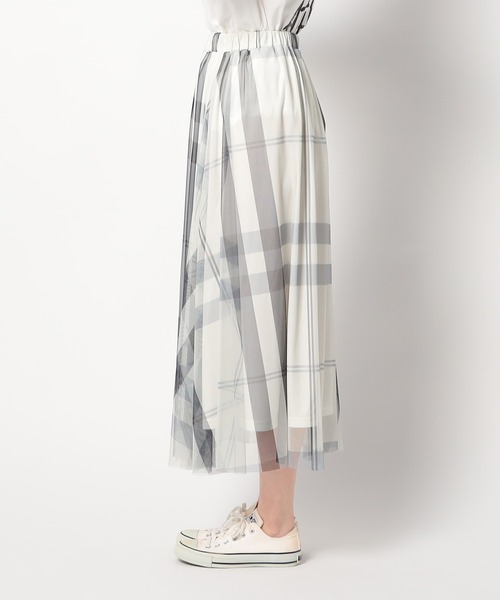 Grand PARK（グランドパーク）の「チュールチェックプリントスカート（スカート・レディース・ブラック/アイボリー/ネイビー/カーキ/グレー/ラベンダー・FREE）」の14枚目の写真