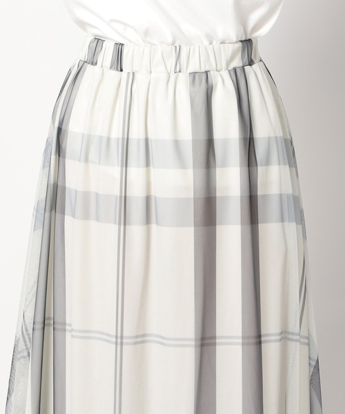 Grand PARK（グランドパーク）の「チュールチェックプリントスカート（スカート・レディース・ブラック/アイボリー/ネイビー/カーキ/グレー/ラベンダー・FREE）」の16枚目の写真