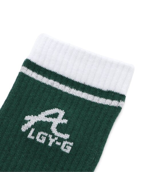 algy(アルジー)の「Aロゴリブクルーソックス(ソックス/靴下・キッズ・オフホワイト/ブラック/グリーン・21/24)」の4枚目の写真