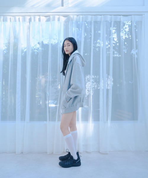 Oversize lace zip hoodie /レース付きオーバーサイズジップ