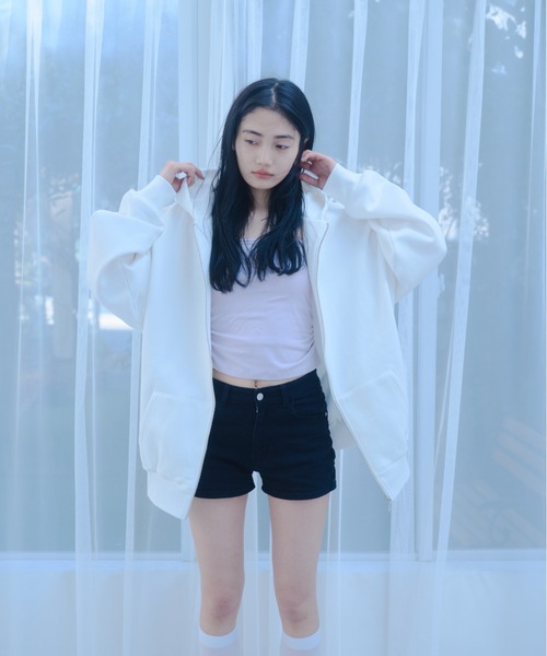 Oversize lace zip hoodie /レース付きオーバーサイズジップ