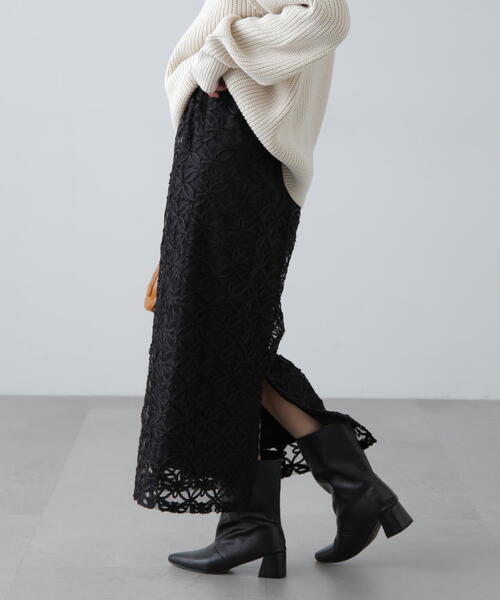 FREE'S MART(フリーズマート)の「◆チュールフラワーシアーナロースカート(スカート・レディース・ブラック/ホワイト・SMALL/MEDIUM)」の5枚目の写真