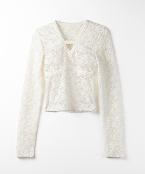 me+em select（ミームセレクト）の「※※【 ２color 】Vネックスリムラインレーストップス ／ V-neck slimline lace tops（その他トップス・レディース・ホワイト/ブラック・FREE）」の20枚目の写真