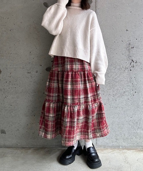 merrylatte（メリーラテ）の「チェックティアードスカート（スカート・レディース・レッド・SMALL/MEDIUM/LARGE）」の4枚目の写真