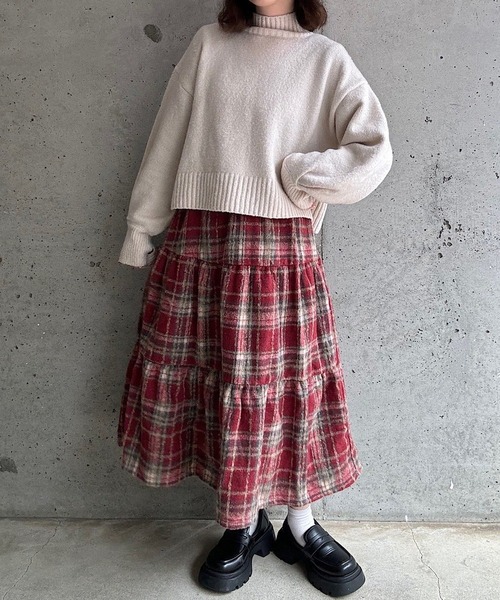 merrylatte（メリーラテ）の「チェックティアードスカート（スカート・レディース・レッド・SMALL/MEDIUM/LARGE）」の6枚目の写真