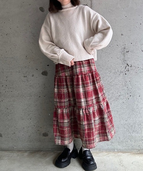 merrylatte（メリーラテ）の「チェックティアードスカート（スカート・レディース・レッド・SMALL/MEDIUM/LARGE）」の7枚目の写真