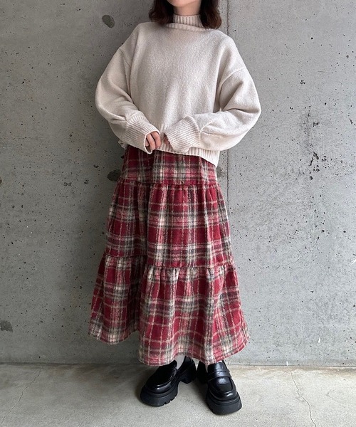 merrylatte（メリーラテ）の「チェックティアードスカート（スカート・レディース・レッド・SMALL/MEDIUM/LARGE）」の9枚目の写真