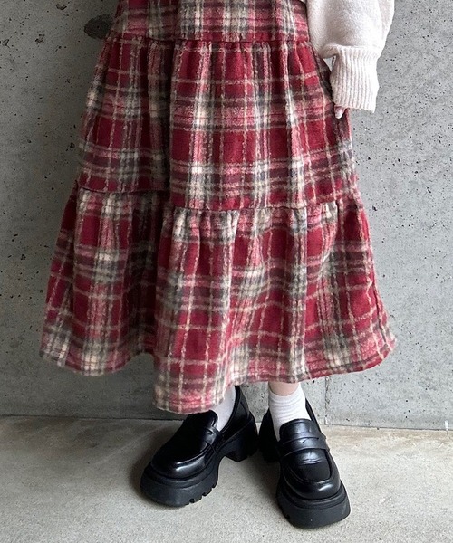 merrylatte（メリーラテ）の「チェックティアードスカート（スカート・レディース・レッド・SMALL/MEDIUM/LARGE）」の11枚目の写真