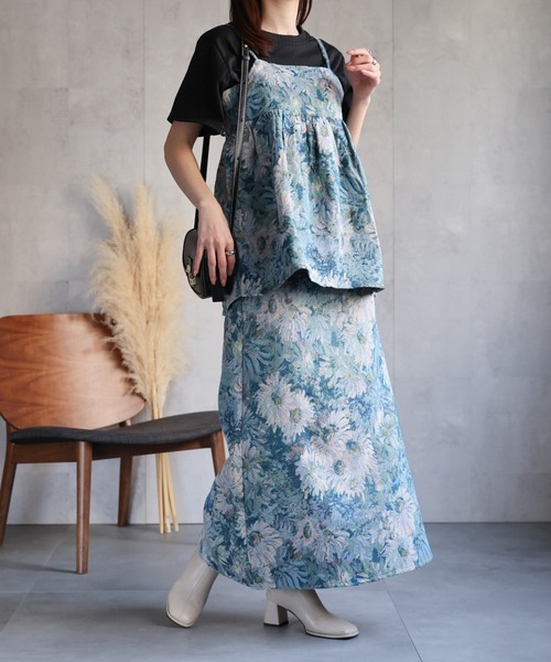 sakishimatokyo(サキシマトーキョー)の「ゴブラン柄セミフレアスカート/台形スカート(スカート・レディース・ブルー/ブラック/ベージュ・FREE)」の8枚目の写真