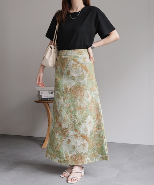 セール】ゴブラン柄セミフレアスカート/台形スカート（スカート