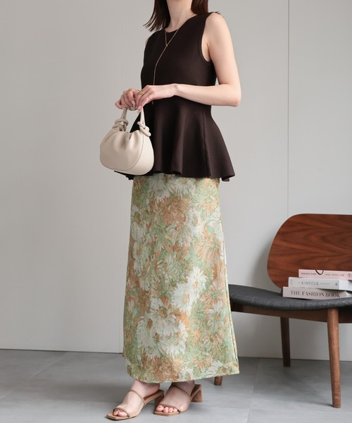 セール】ゴブラン柄セミフレアスカート/台形スカート（スカート