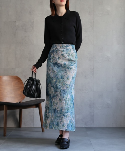 セール】ゴブラン柄セミフレアスカート/台形スカート（スカート