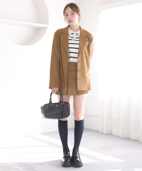 one after another NICE CLAUP(ワンアフターアナザーナイスクラップ)の「セットアップ対応/プリーツミニスカート(スカート・レディース・キャメル/ネイビー/アイボリー/グレー・SMALL/MEDIUM)」の12枚目の写真