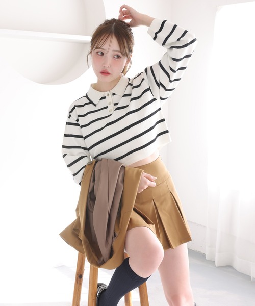 one after another NICE CLAUP(ワンアフターアナザーナイスクラップ)の「セットアップ対応/プリーツミニスカート(スカート・レディース・キャメル/ネイビー/アイボリー/グレー・SMALL/MEDIUM)」の14枚目の写真