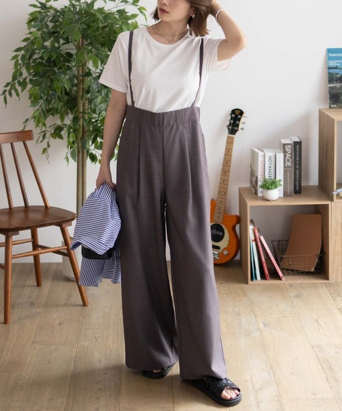 NAVY(ネイビー)の「nAvy 杢麻ライクサロペットアンサンブル(サロペット/オーバーオール・レディース・ブラック/ダークグレー/ブルー系・M/L)」の4枚目の写真
