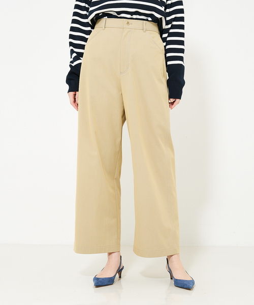 qualite（カリテ）の「シャンブレーチノストレートパンツ/ワイドパンツ/ハイウエスト（その他パンツ・レディース・カーキ/ベージュ・38/36）」の2枚目の写真