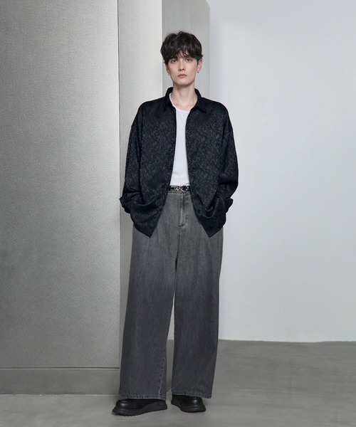 ETELIO(エテリオ)の「ネップツイード / 総柄ジャガード ワイドドレープシャツ(シャツ/ブラウス・メンズ・ホワイト/ブラック/ブルーグレー/ワイン/チャコール/ブラック系/ブラウン系/グレー系・S/M/L/XL)」の20枚目の写真