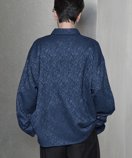 ETELIO(エテリオ)の「ネップツイード / 総柄ジャガード ワイドドレープシャツ(シャツ/ブラウス・メンズ・ホワイト/ブラック/ブルーグレー/ワイン/チャコール/ブラック系/ブラウン系/グレー系・S/M/L/XL)」の22枚目の写真