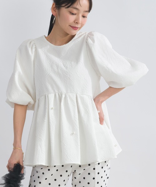 セール】【WEB限定】パフスリーブ切り替えブラウス（Tシャツ