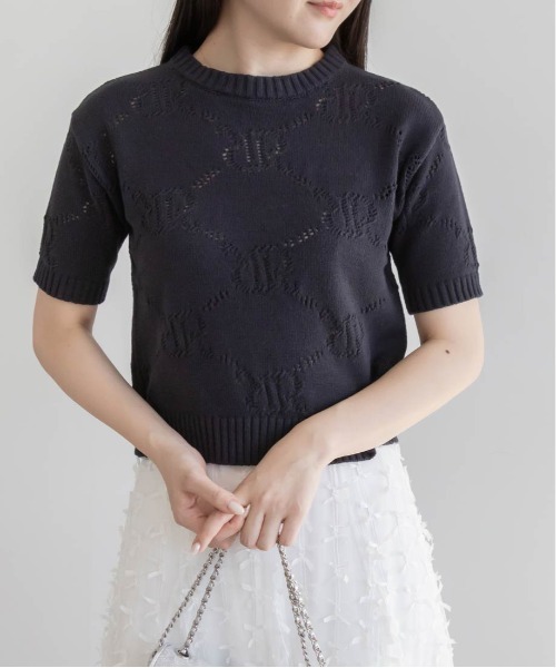 RANDA（ランダ）の「モノグラムニットトップス（ニット/セーター・レディース・アイボリー/ネイビー/グレー・FREE）」の9枚目の写真