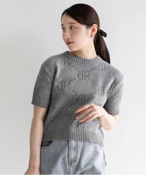 RANDA（ランダ）の「モノグラムニットトップス（ニット/セーター・レディース・アイボリー/ネイビー/グレー・FREE）」の12枚目の写真