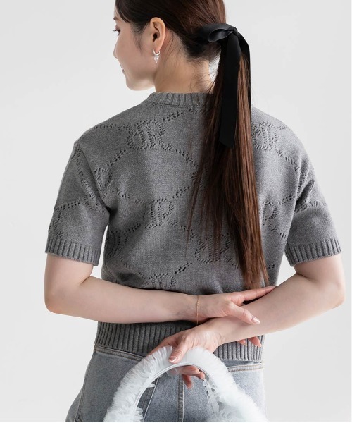 RANDA（ランダ）の「モノグラムニットトップス（ニット/セーター・レディース・アイボリー/ネイビー/グレー・FREE）」の13枚目の写真