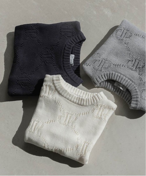 RANDA（ランダ）の「モノグラムニットトップス（ニット/セーター・レディース・アイボリー/ネイビー/グレー・FREE）」の18枚目の写真