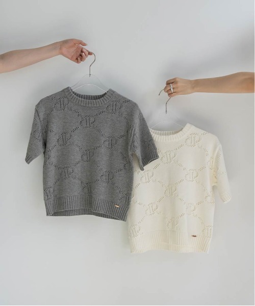 RANDA（ランダ）の「モノグラムニットトップス（ニット/セーター・レディース・アイボリー/ネイビー/グレー・FREE）」の19枚目の写真
