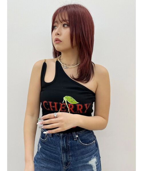 EVRIS（エヴリス）の「ダブルチェーンワンショルトップス（キャミソール・レディース・ブラック/ブルー/グレー・FREE）」の4枚目の写真