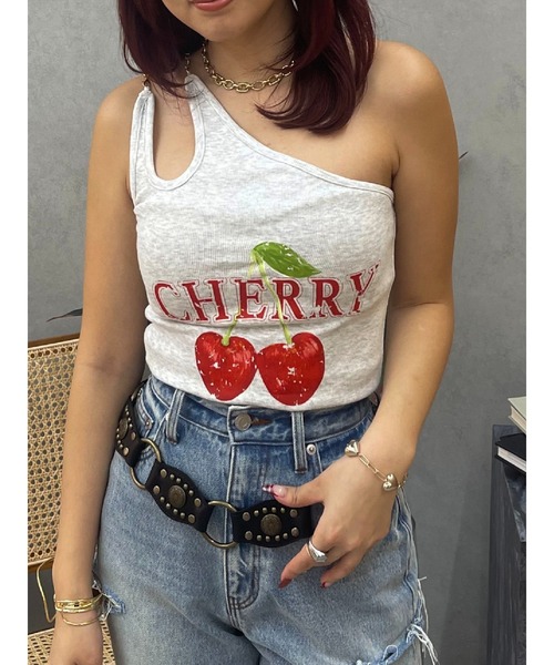 EVRIS（エヴリス）の「ダブルチェーンワンショルトップス（キャミソール・レディース・ブラック/ブルー/グレー・FREE）」の2枚目の写真