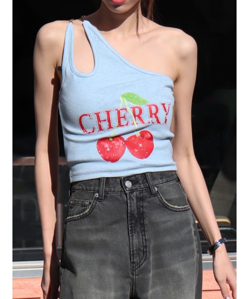 EVRIS（エヴリス）の「ダブルチェーンワンショルトップス（キャミソール・レディース・ブラック/ブルー/グレー・FREE）」の3枚目の写真