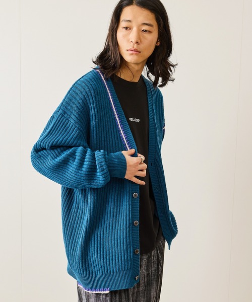 JUNRED(ジュンレッド)の「カラーステッチルーズカーディガン(カーディガン/ボレロ・メンズ・ブルー系その他4/ライトグレー/ブラック・S/L/M)」の11枚目の写真