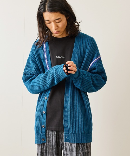 JUNRED(ジュンレッド)の「カラーステッチルーズカーディガン(カーディガン/ボレロ・メンズ・ブルー系その他4/ライトグレー/ブラック・S/L/M)」の12枚目の写真